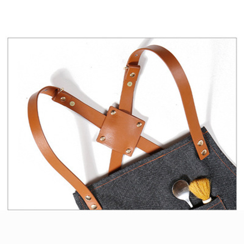 Delantal de mezclilla restaurante occidental leche tienda de té floral salón de uñas Barbero ropa de trabajo de carpintería delantal de lona al por mayor