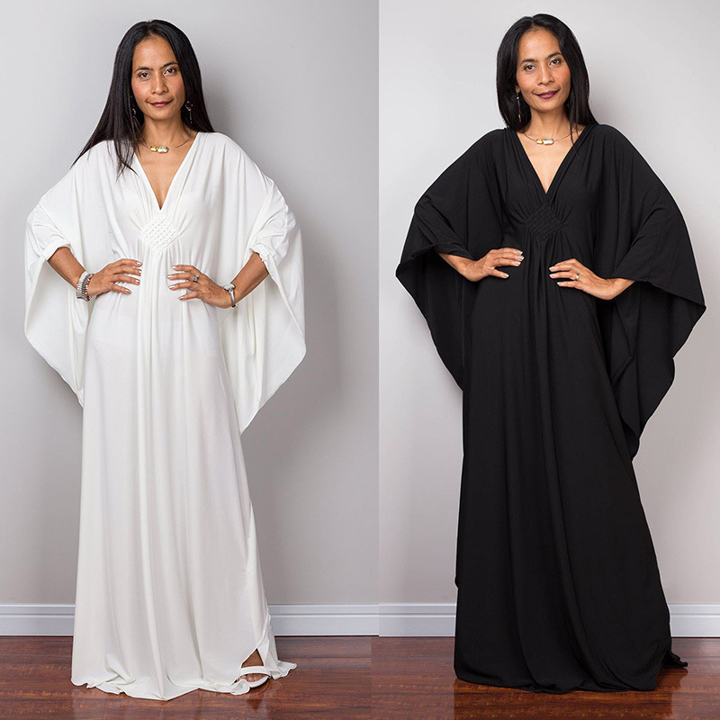 New European and American Solid Color Middle Woven Robe Beach Long Dress Loose Bikini Blouse Swimwear Sunscreen Women