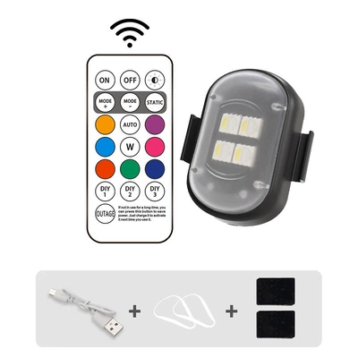 Wireless Remote Control Aircraft Light, Universal Colorful Flashing Warning Light for Automobiles and Motorcycles, Drone Pilot Light Charging (Other lights) - one-light-and-one-remote-control