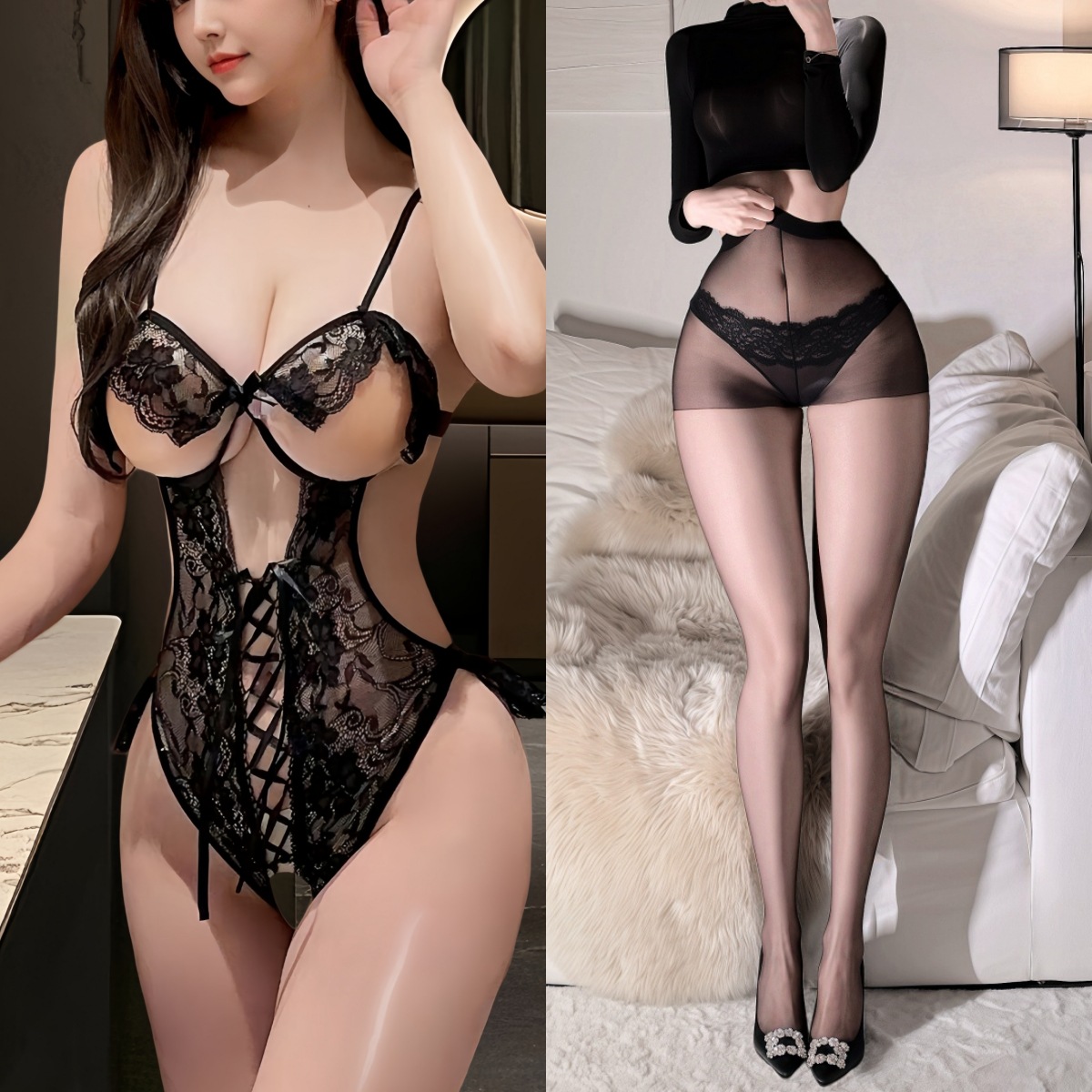 블랙+블랙 팬티스타킹