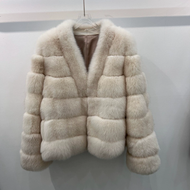 Классический женский пальто из лисьего меха под sable импортованная лисья меховая шуба 2024 новый slim ворот из меха молодой стиль