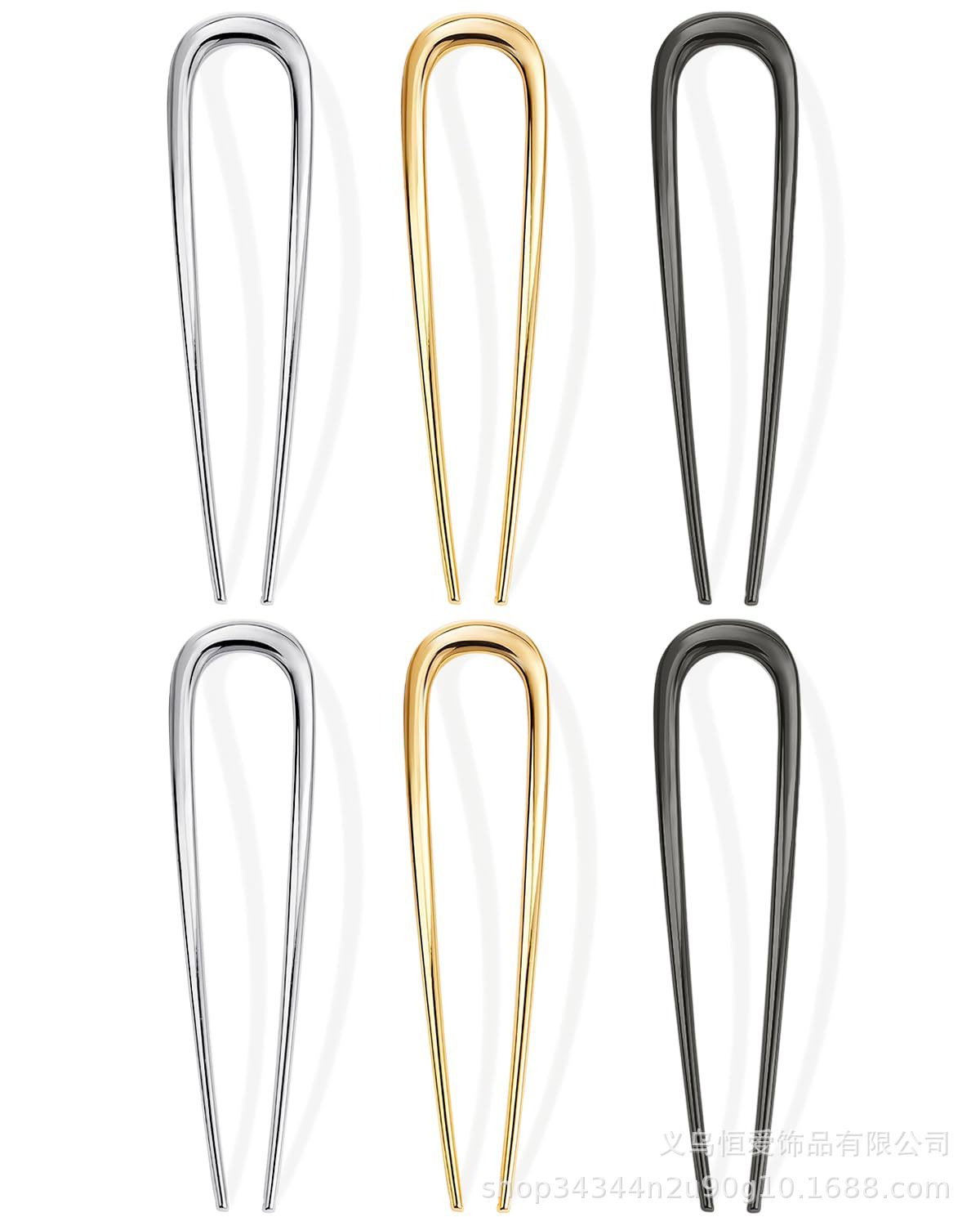 Europa y los Estados Unidos en forma de U pinzas de cabello transfronterizas oro plata aleación de pinzas de cabello horquilla de cabeza detrás de la moda bola pinzas de cabello