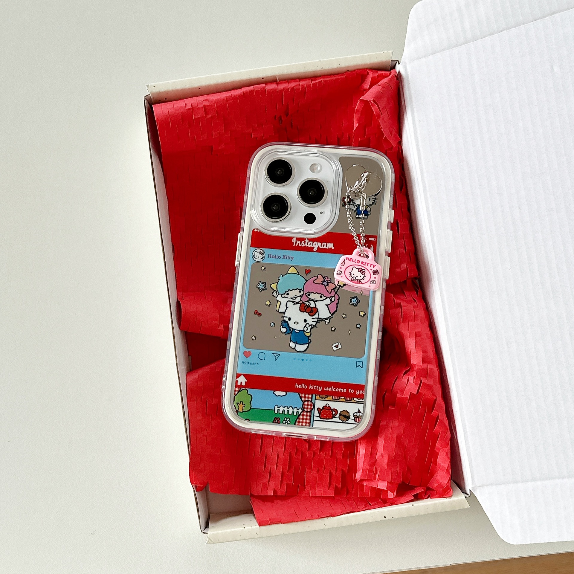 Dibujos animados lindo espejo KT gato para Apple 16proMax funda para teléfono móvil 15Pro chica 14/13 colgante 15PM