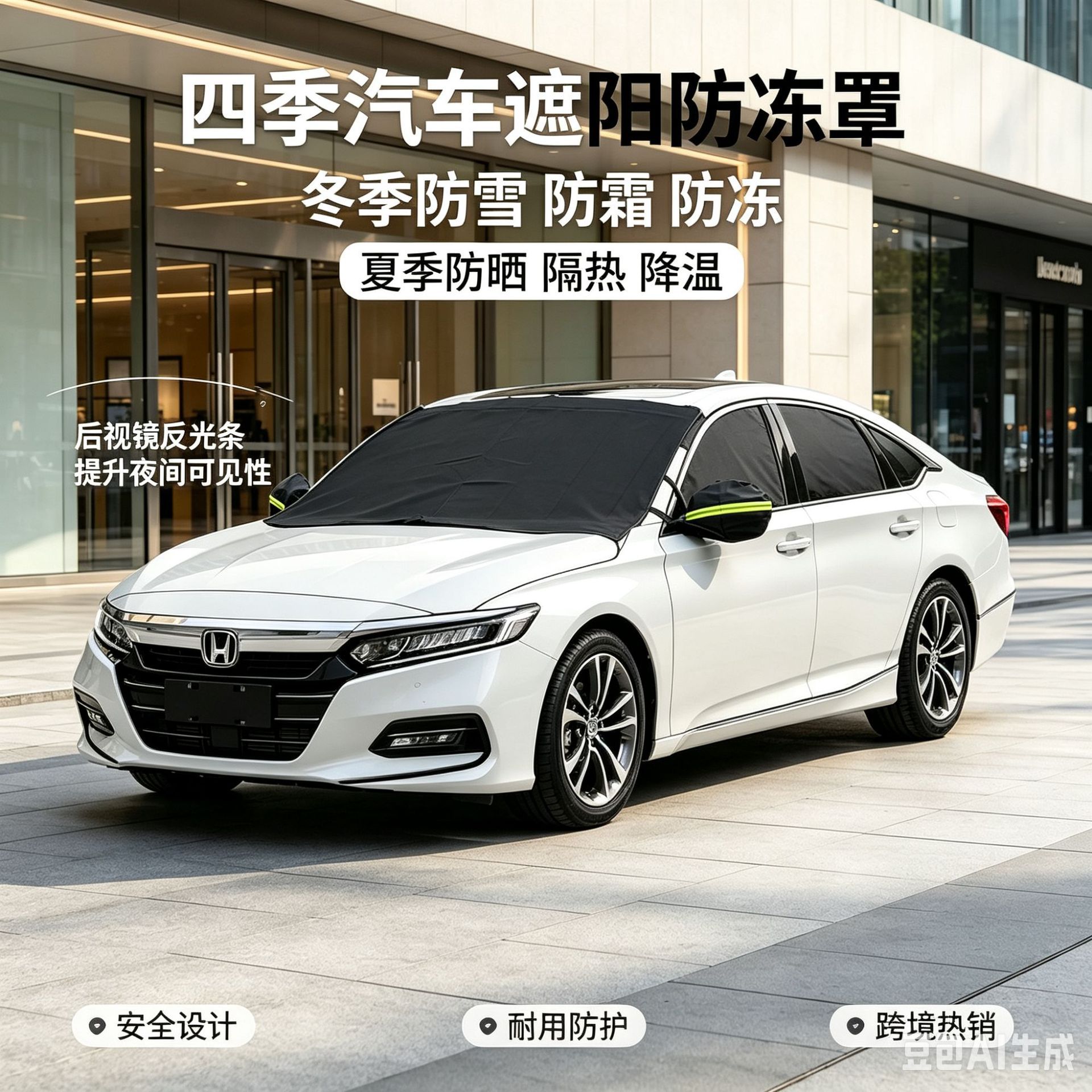 New car snow cover for the front windshield, made of Oxford fabric, enlarged and thickened, waterproof and frost-proof