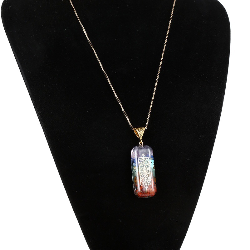 Pan Lingge Colorful Necklace Natural Crystal Semi-Precious Stone Gravel Pendant Yoga Jewelry Wholesale Foreign Trade