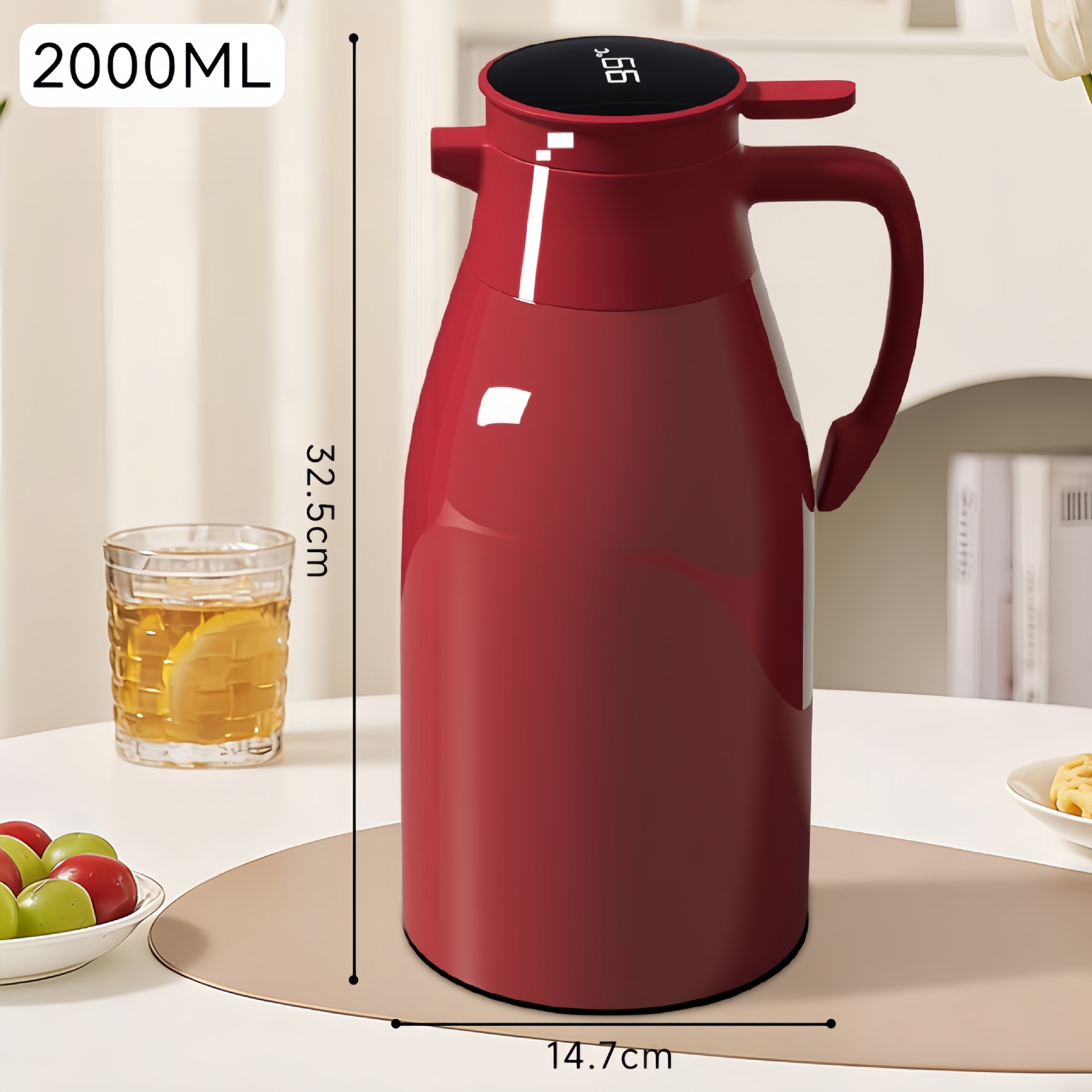 [온도 표시 모델] 2.0L 차이니즈 레드 [오래 지속되는 배터리 수명]