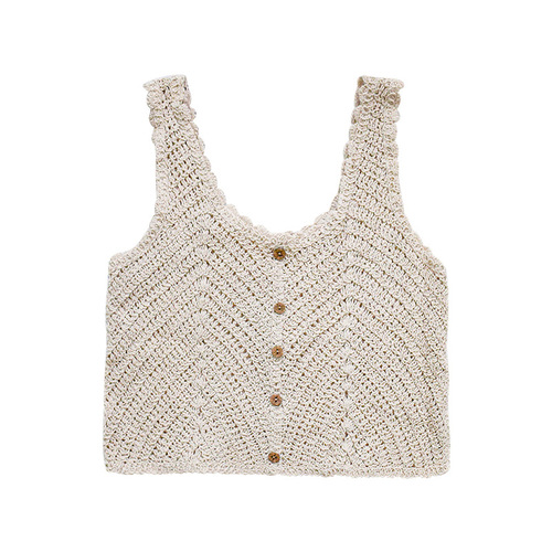 Solid color round neck sleeveless knitted short vest for women Korean style sweater vest for women that can be worn inside or outside