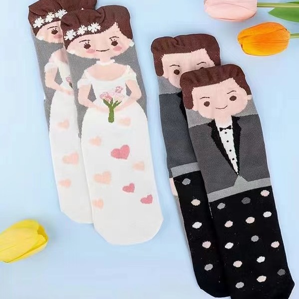 wedding set socks bride and groom socks lovers socks wedding gift socks valentine's day cotton socks