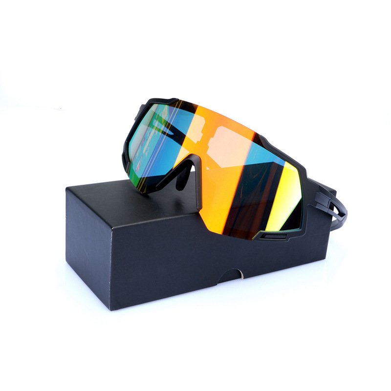 新款抖音直播偏光太阳镜男女户外骑行眼镜运动眼镜炫彩半框架风镜