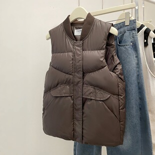 PU leather cotton vest women's autumn and winter 2024 new plus size all-match sleeveless waistcoat vest warm stand collar vest