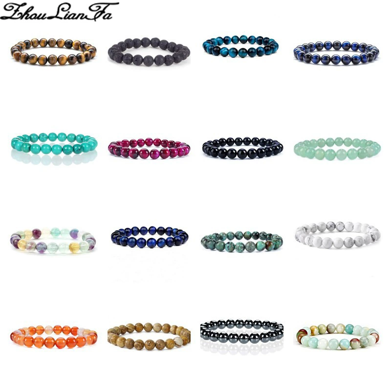 Чжоу Ляньфа Европа и США 25-цветный хрустальный агат тигровый глаз каменный браслет модный простой однокруговой бусин