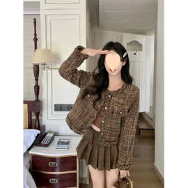 新品 法式小香风外套女秋冬季年新款感气质名媛短款上衣小个子