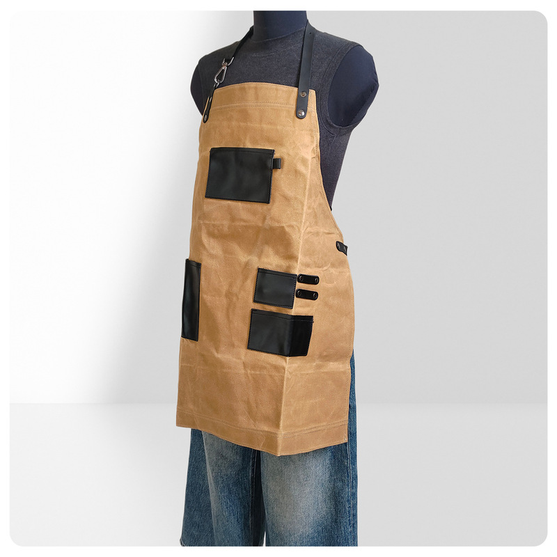 American-Style Oil-Waxed Apron Workwear, Vintage Gardening Barista Apron, Sleeveless, Stain-Resistant, Custom Logo American-Style Oil-Waxed Apron Workwear, Vintage Gardening Barista Apron, Sleeveless, Stain-Resistant, Custom Logo