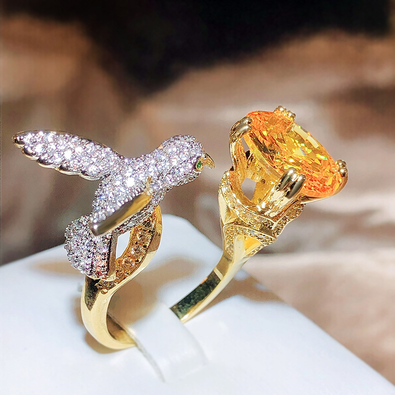 INS Style Eagle Copper Plating Zircon Open Ring 1 Piece