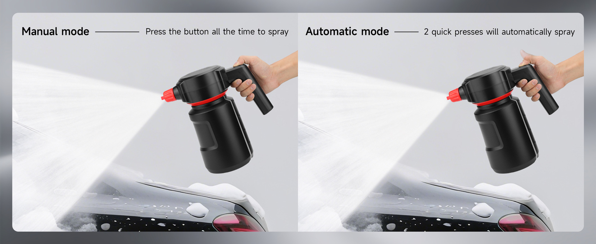 New electric spray bottle 2L high-pressure water bottle for home and car use, handheld foam sprayer for car washing and cleaning, hands-free operation