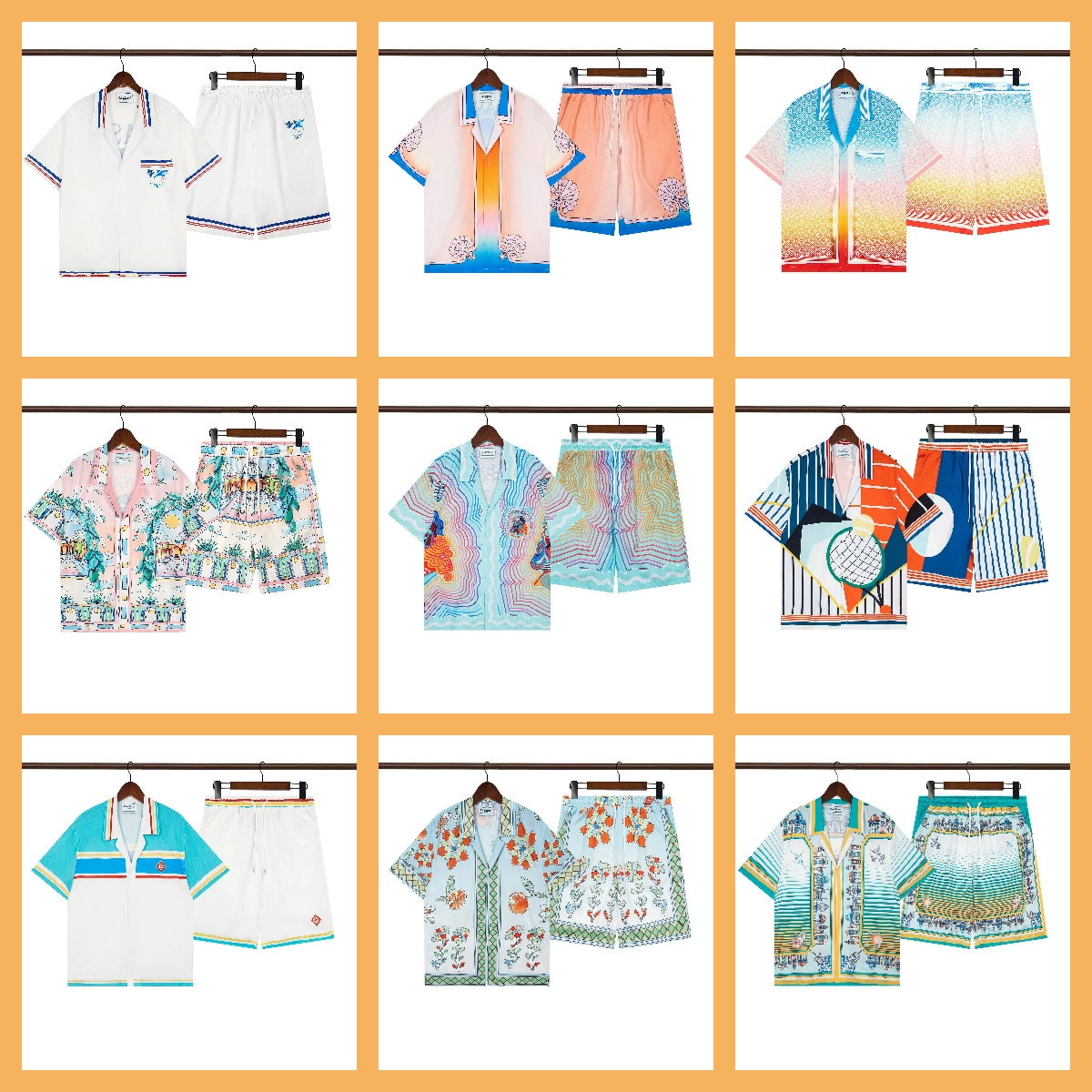 Casablanca 25 новая гавайская пляжная рубашка с цветочным принтом Casablanca, свободный костюм с шортами и короткими рукавами