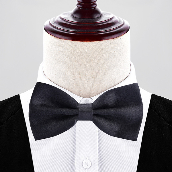Men's solid color red glossy bow tie English style with bow