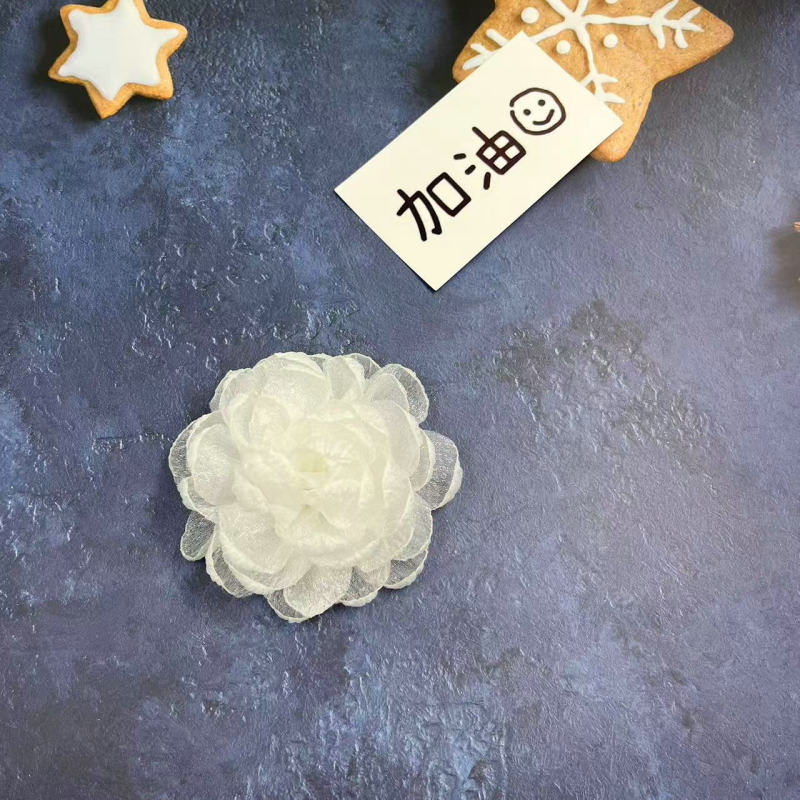 Caro同款烤边布艺花朵9cm立体烧边花朵diy发饰鞋帽胸花饰品配件|undefined
