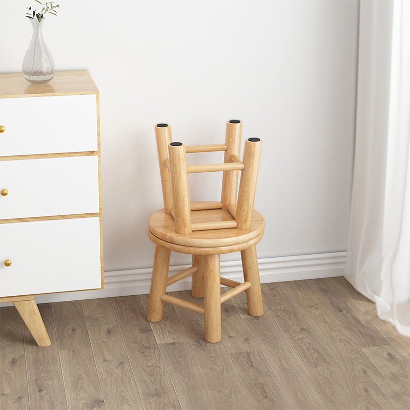 Solid wood stool Household dwarf stool log Bill toilet small stool minimalist small round stool living room wooden stool 2
