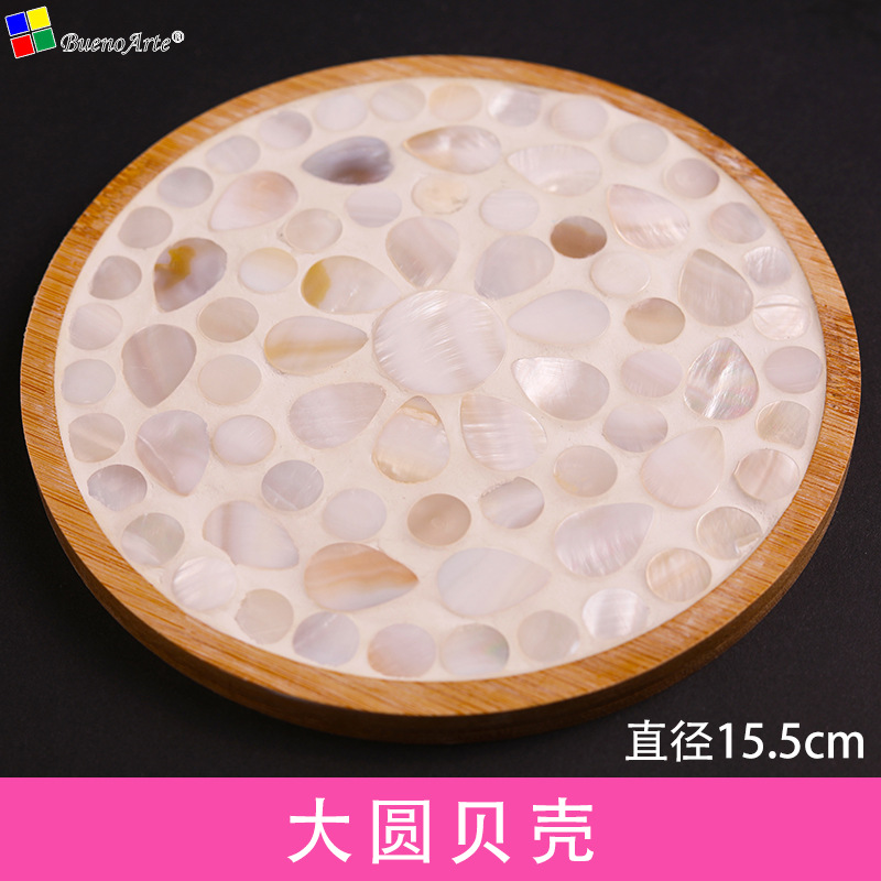 DIY Shell mosaico posavasos paquete de material de los niños creativos hechos a mano regalos prácticos caseros comunidad actividades de calentamiento