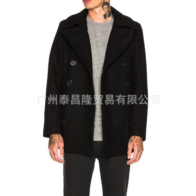 Европейский и американский экспорт, трансграничная осенне-зимняя мужская шерстяная двубортная повседневная шерстяная верхняя одежда, верхняя одежда с лацканами, мужская верхняя ветровка