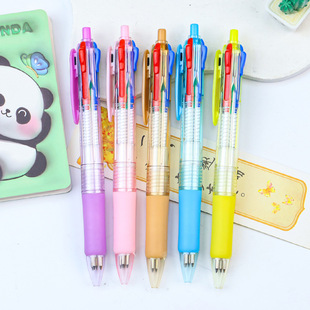 Foreign Trade Four-Color Push-Button Ballpoint Pen, Simple Multi-Functional Student Handbook Pen, Colorful High-Value Transparent Multi-Color Pen