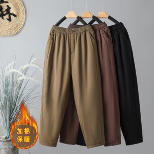 Real Shot Winter Cotton Pants 2024 New Vintage Casual Thickened Pants All-match Loose Warm Cotton Pants Pants Outer Wear