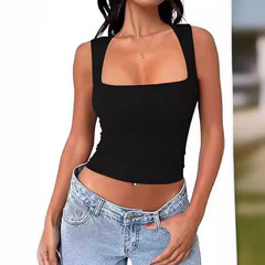 国境を越えた欧米の女性プルオーバー袖なしギャル外出角襟tシャツベスト女性の中にミルクの上着を着る