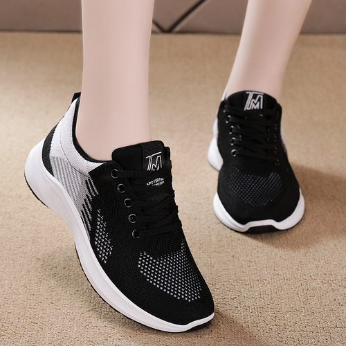Women's 2024 New Model International Trade Women's Breathable Flyknit Shoes Women's Cross-border Lace-up Fashion Trendy Sports Shoes