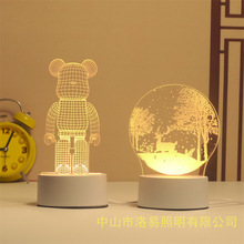 新款3d小夜灯创意氛围灯卡通led台灯礼物亚克力灯跨境usb圣诞礼品