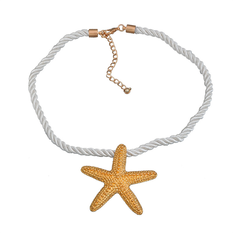 Summer Beach Ocean Series Exaggerated Starfish Necklace Women's Shell Bracelet Conch Earring Set Women_voghion.com