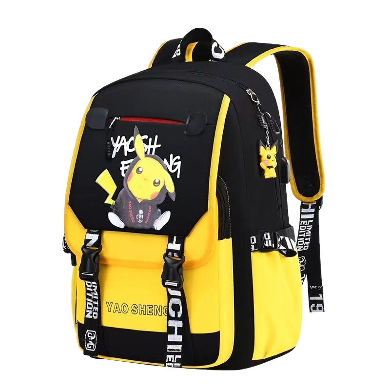 Venta al por mayor de nuevas mochilas escolares Pikachu para estudiantes de primaria, 3-6 grados, reducción de la carga, mochilas escolares para niños, mochila de gran capacidad recargable