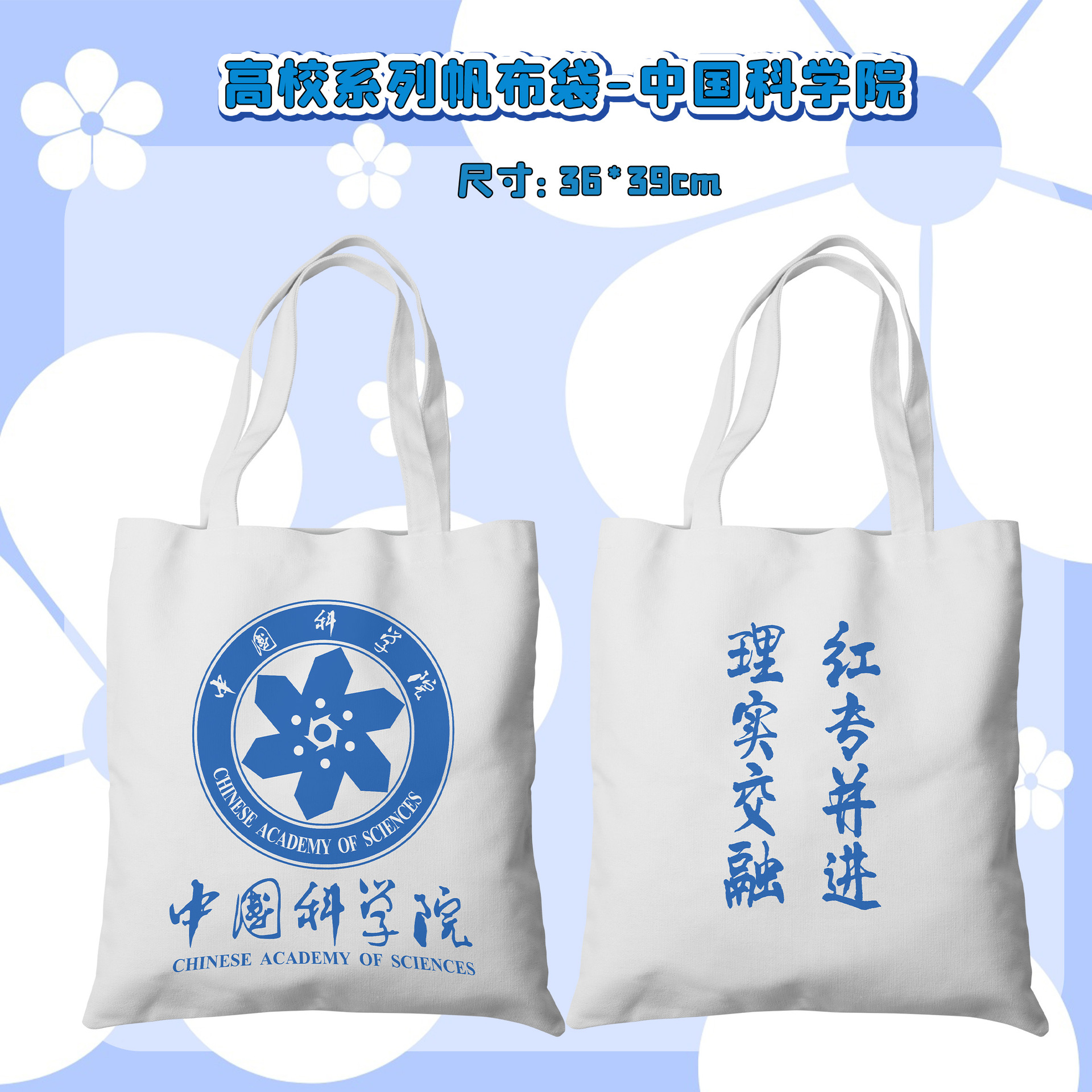 Branding Logo Canvas Tote Bag for Beijing University Students - Zippered Shopping Bag with Personalized DIY Design