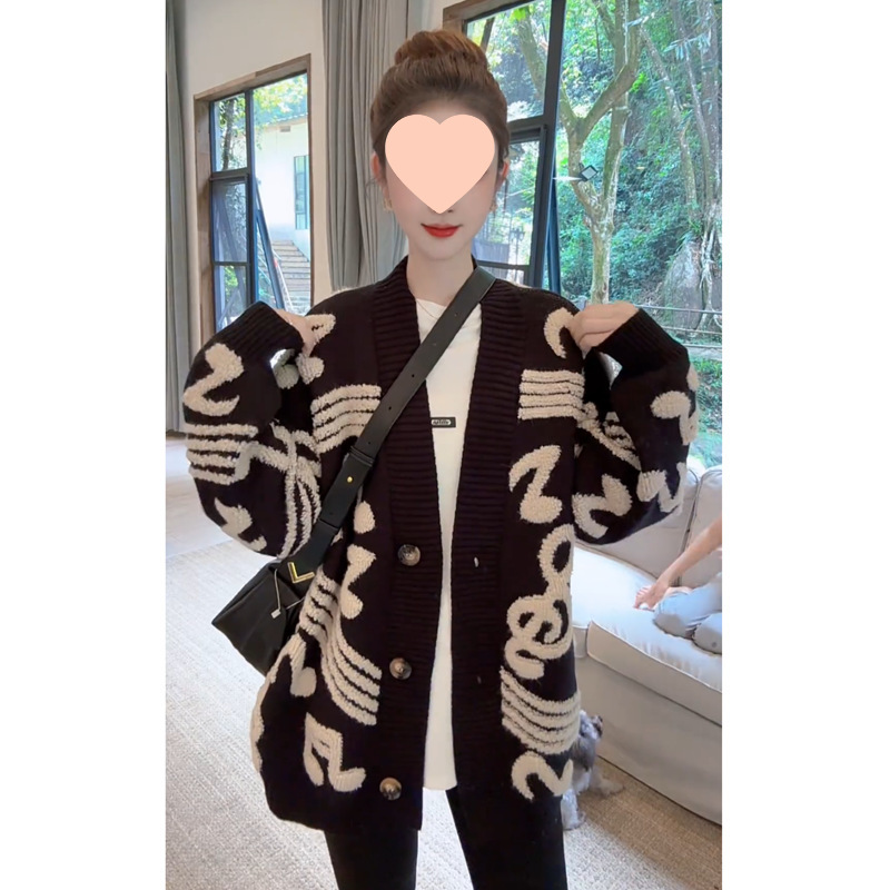 2025新款韩版慵懒风针织开衫女秋冬新款宽松百搭毛衣外套潮|undefined