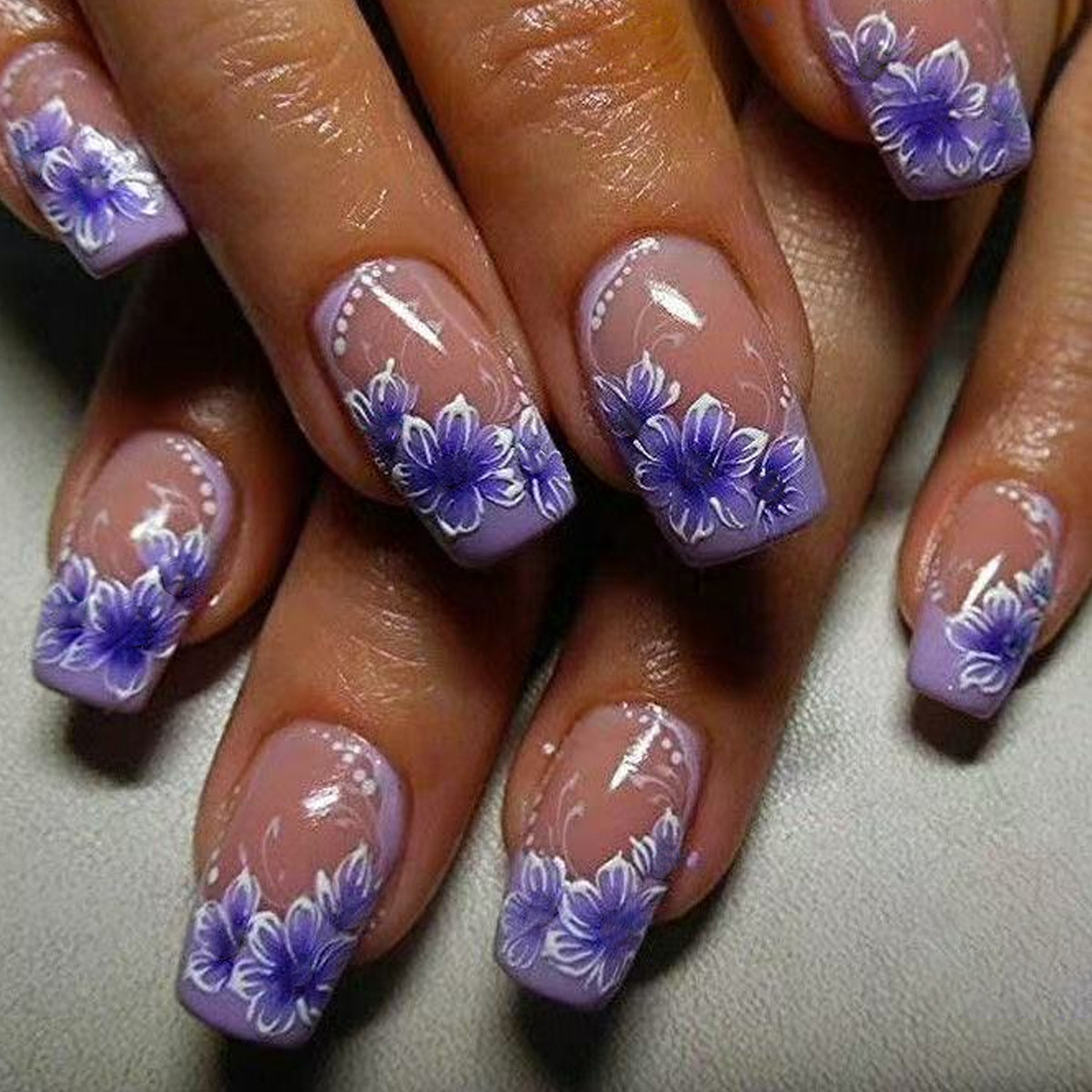 (Cross-border trading), design nail stickers for manicure, fashionable fake nails, french style, flowered