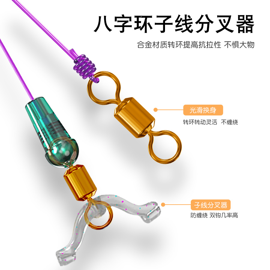 Línea anti-enredada de Qianli Lai compone línea de sub-línea bifurcador de línea de sub-clip de línea principal anti-enredada de línea de pesca de ocho caracteres