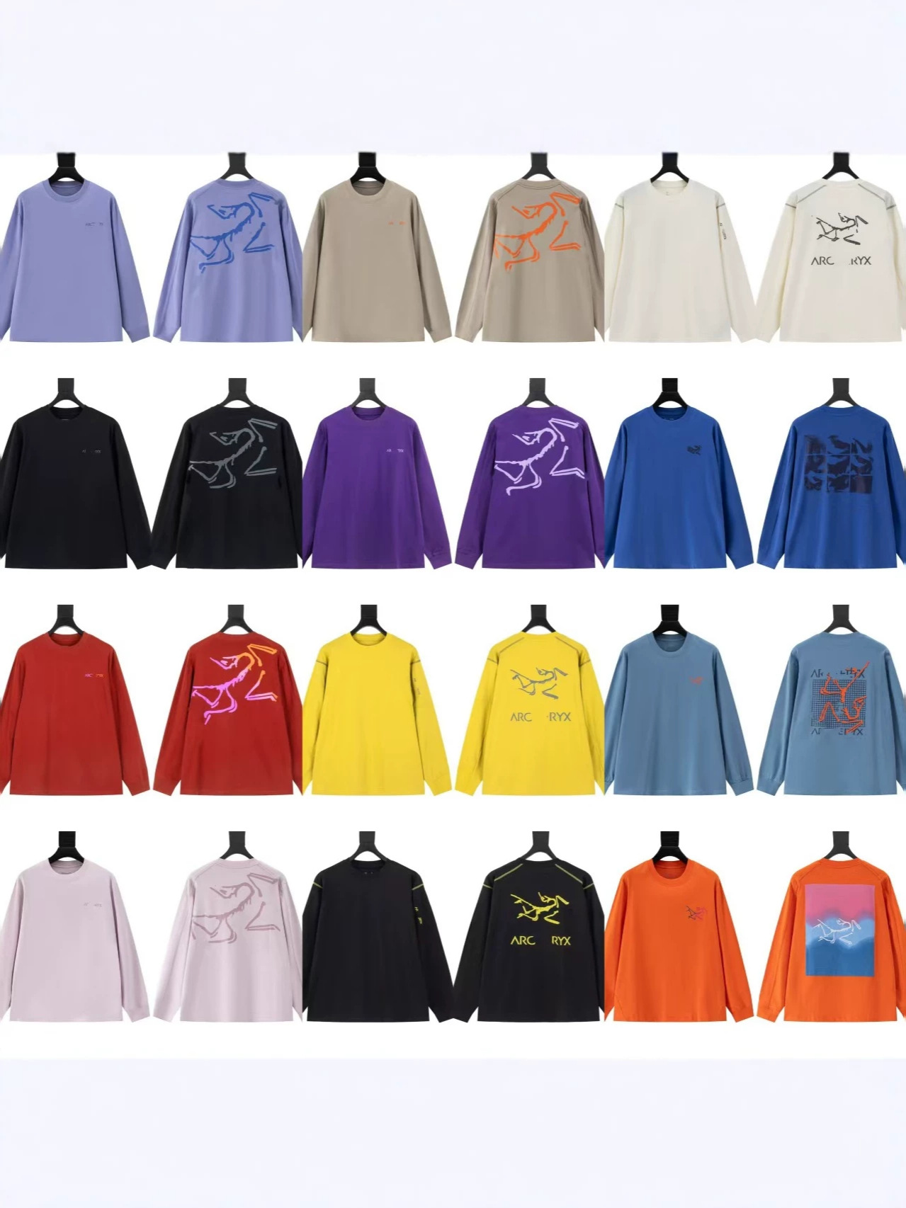 Certified quality, can be scanned for authenticity. 26ss Niao Jia high-end printed autumn and winter popular couple's round-neck long-sleeve T-shirt, unisex