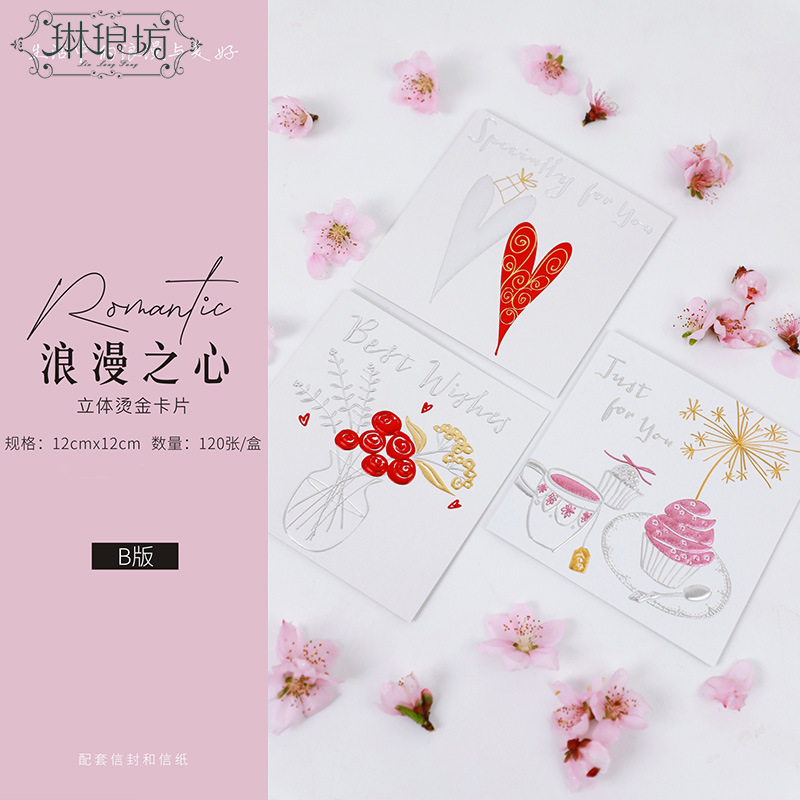 Ramo fresco regalo dorado Tarjeta de mensaje tarjeta de felicitación floral estilo de tarjeta de diosa de moda con papel de carta sobre mezclado 6 piezas