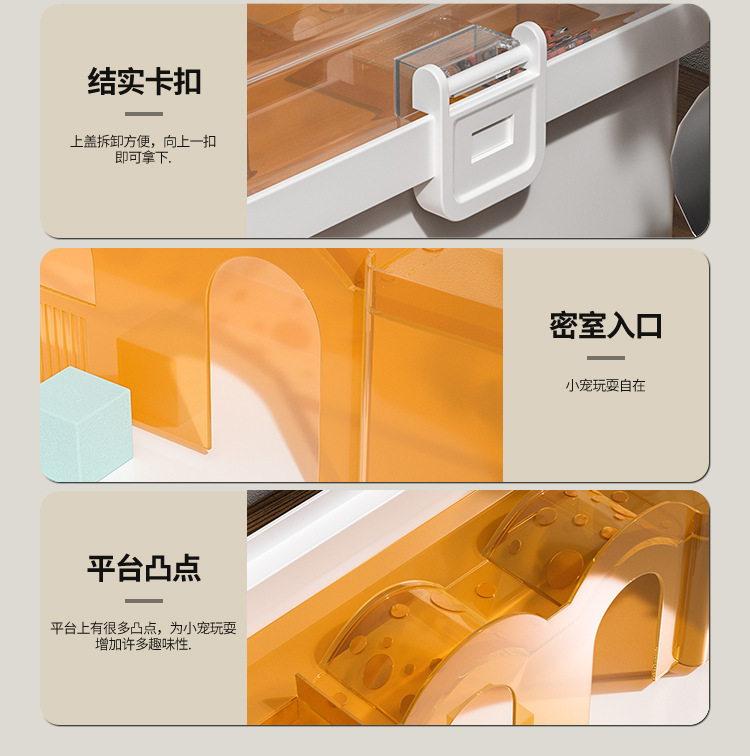 外出して携帯してハムスターのかごのパノラマの透明な二重の豪華な金糸熊のかごの超巨大な別荘のハムスターのかご|undefined