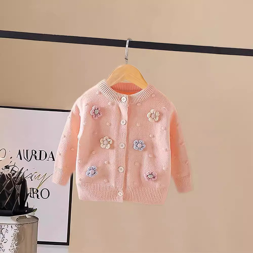 Women's Spring and Autumn Knit Cardigan New Middle and Small Children's Sweater Little Girl Children's Top Fashion Outerwear