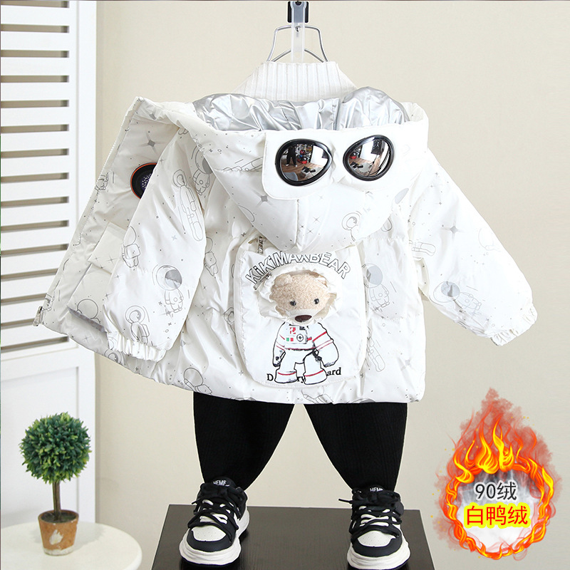 6904 chaqueta de plumón para niños invierno para niños 2025 nuevo estilo para niños y bebés ropa de pan de plumón de pato blanco ligero de tres pruebas para niños