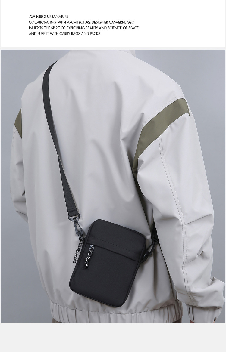 Single Shoulder Strap Strap Type Crossbody Bag Bags Type Men's Solid Color Oxford Cloth Zipper Crossbody Bag