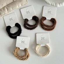 2条装毛绒高弹力新款发圈时尚百搭扎头发皮筋耐用发绳发饰女批发