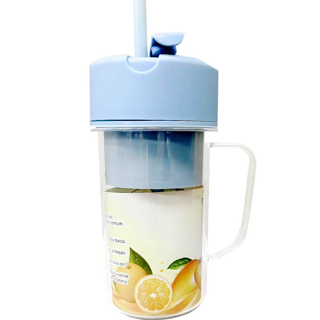 하늘색 밀짚 주스 컵 + 6 칼 + 420ml