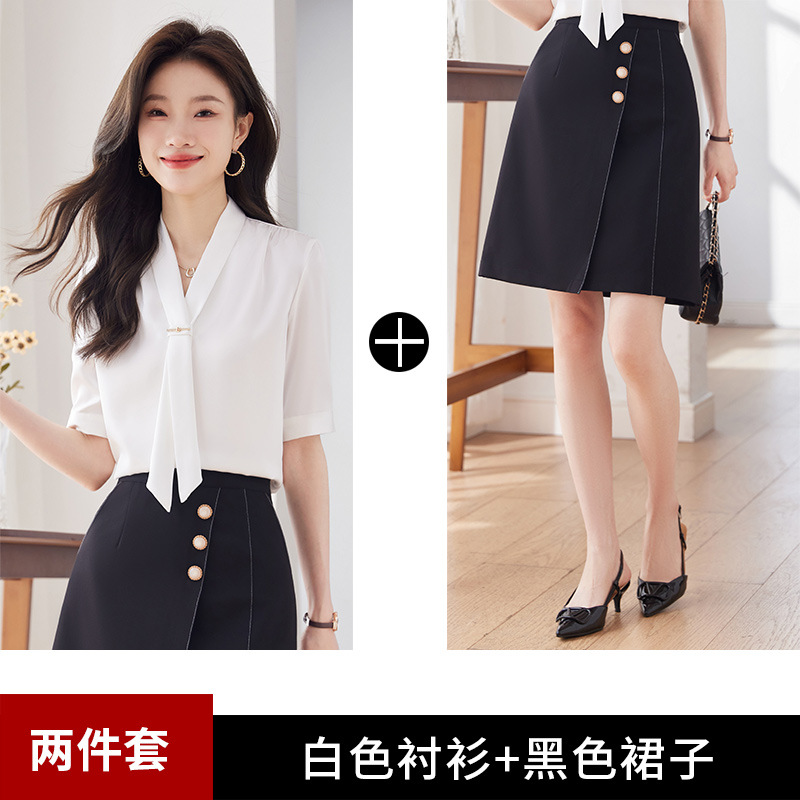 흰색 셔츠 + 검은 원피스