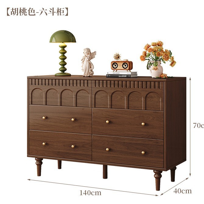 無垢材の中古ダンスキャビネット、リビングルームの壁面収納キャビネット、シンプルな収納キャビネット、レトロなベッドサイドキャビネット、6杯の引き出しキャビネット|undefined