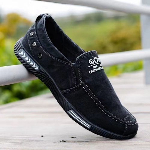 Old Beijing Cotton Shoes for Men - Spring Casual Canvas Shoes, Low-top Breathable Slip-on Loafers with Soft Sole for Work