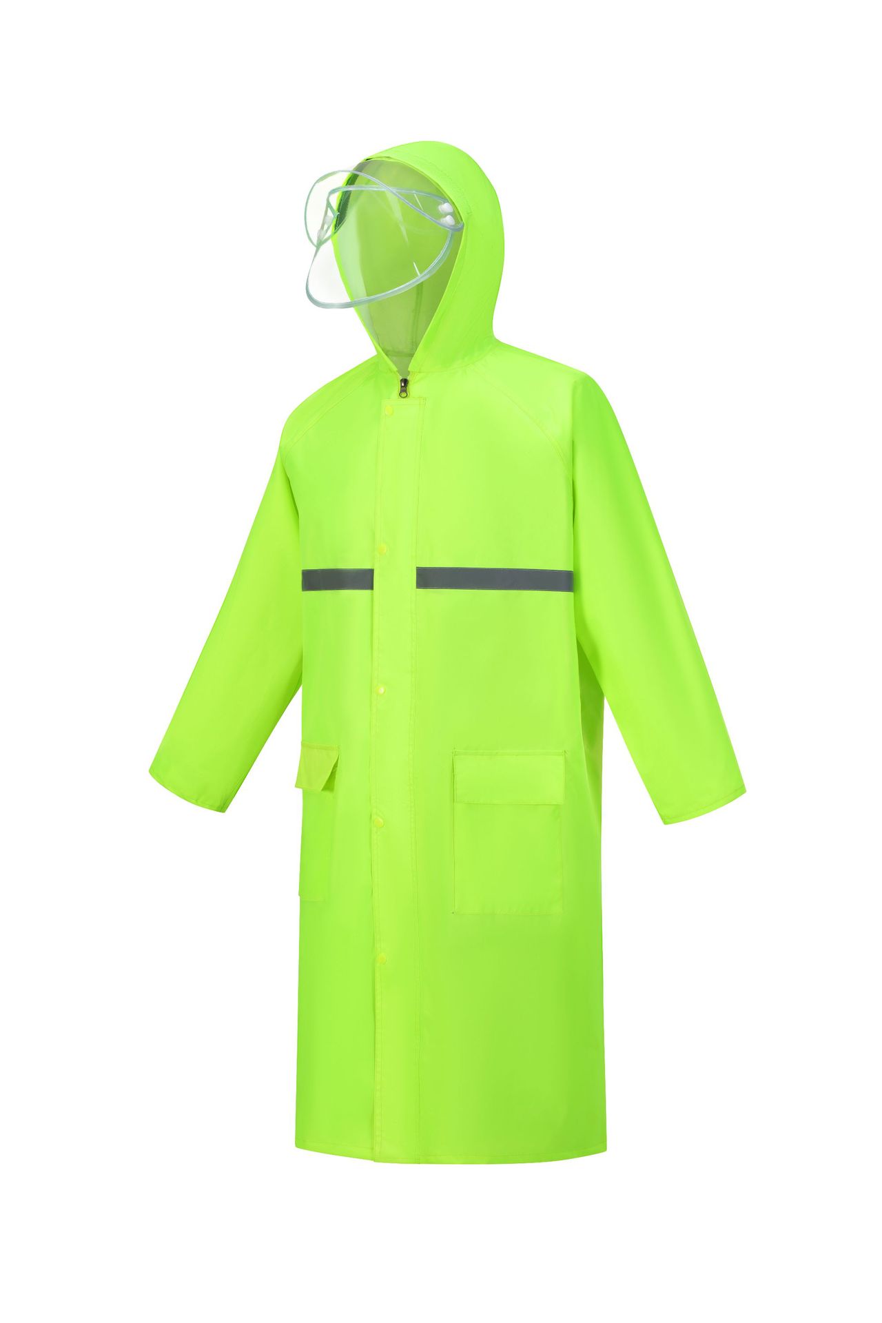 Una chaqueta de lluvia larga y gruesa a prueba de tormentas de todo el cuerpo caminando en servicio sanitario al aire libre chaqueta de lluvia de emergencia reflectante