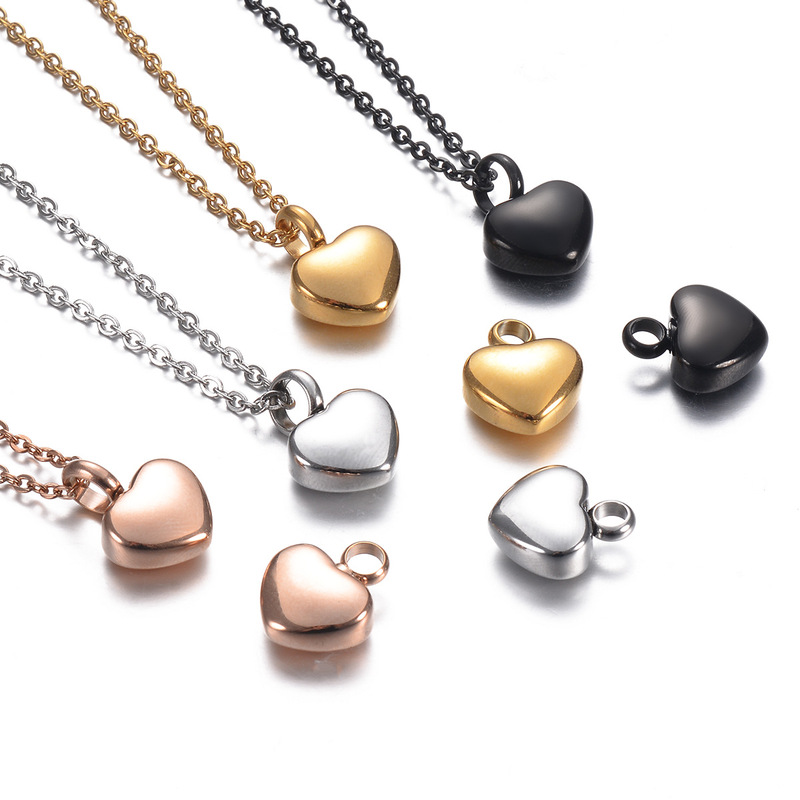 Spot Wholesale Cross-Border European and American Popular Stainless Steel Mini Heart-Shaped Pendant Ashes Commemorative Necklace Can Be Engraved Spot Wholesale Cross-Border European and American Popular Stainless Steel Mini Heart-Shaped Pendant Ashes Commemorative Necklace Can Be Engraved