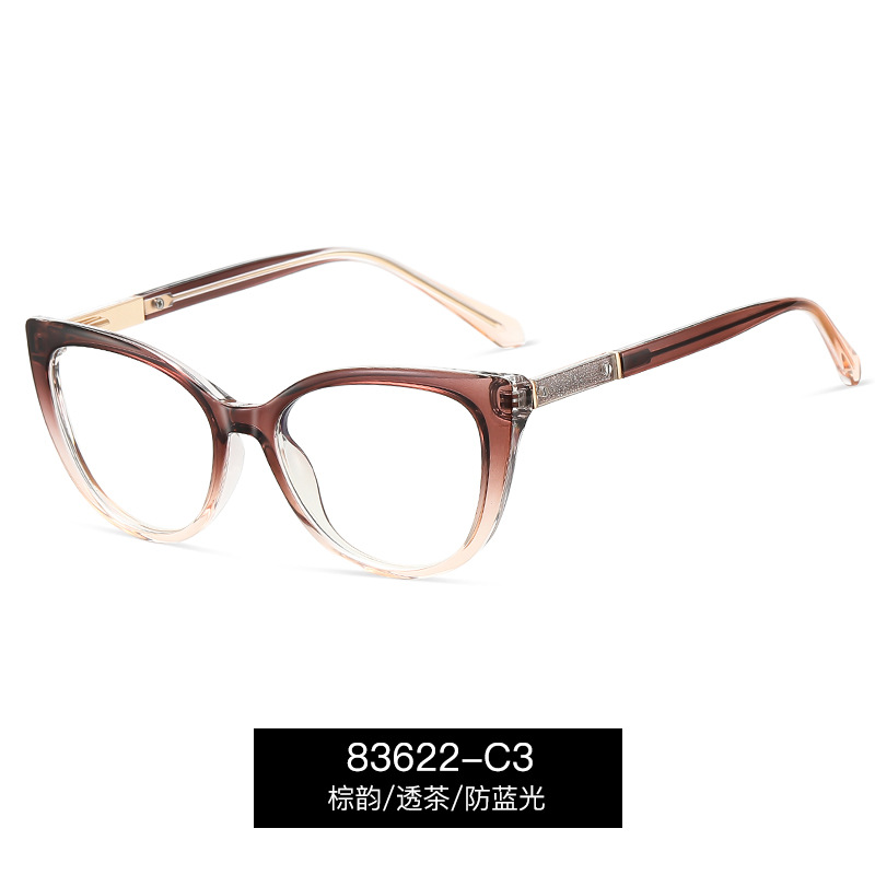83622 Gafas anti-luz azul transfronterizas europeas y americanas, gafas de miopía, marco de gafas TR90, marco de miopía de ojo de gato de moda